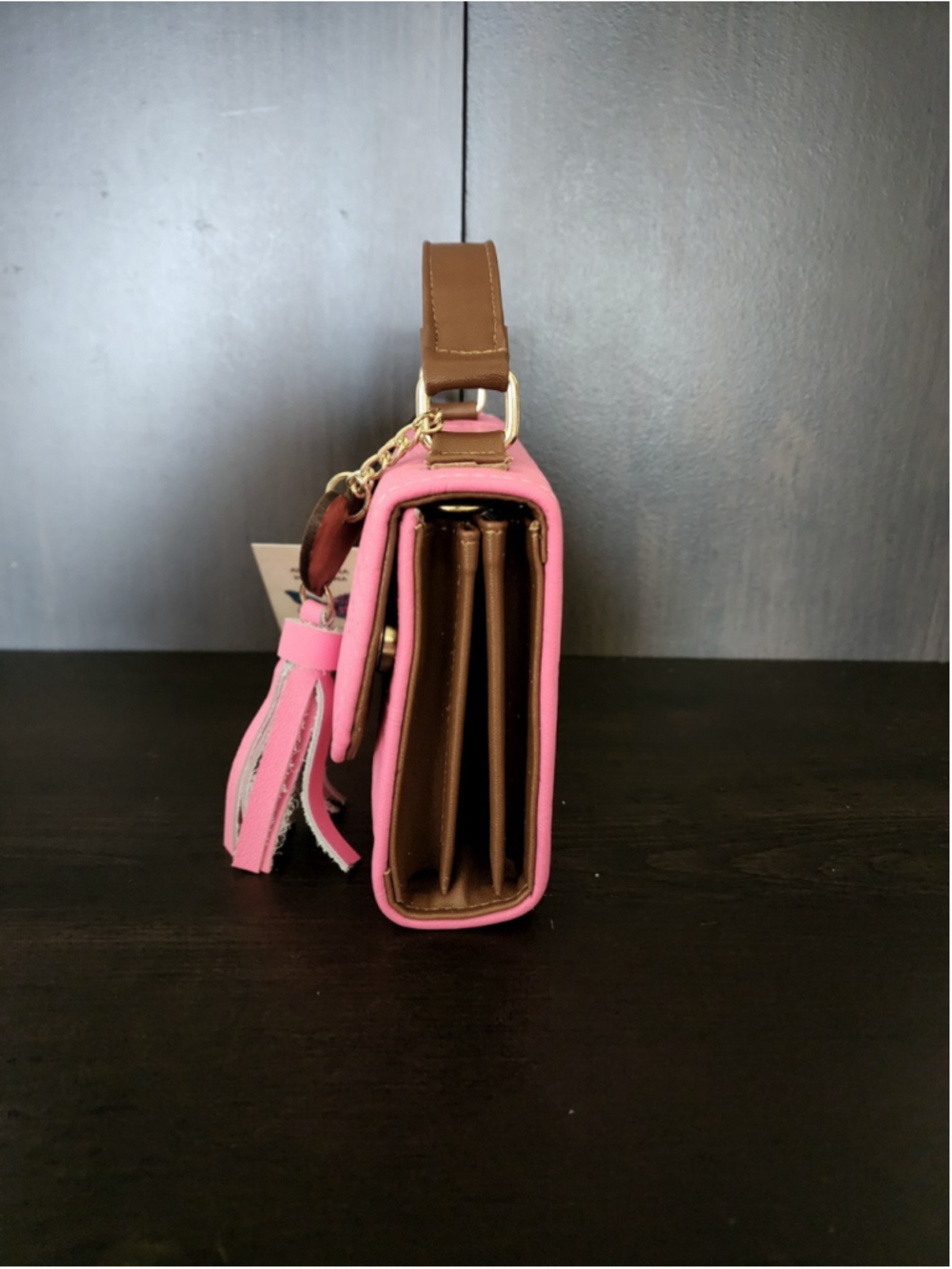 Mexican Pink Sunflower Embossed Tooled Artisan LEATHER Crossbody Purse - Picture 7 of 16